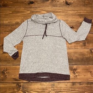 Gray and Purple Cowl Neck Sweater